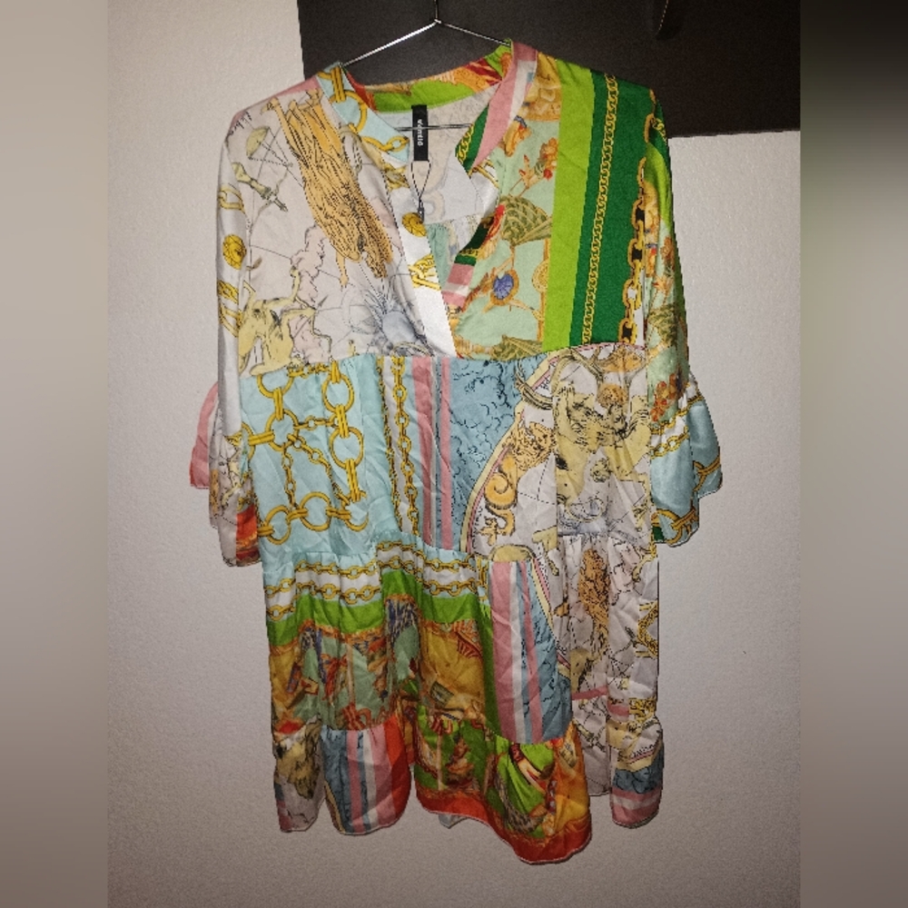 Venti 6 Multi Pattern Dress Size L